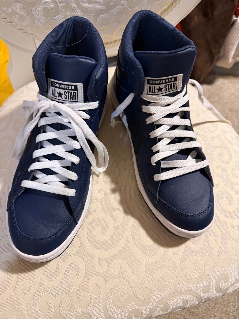 Converse Men's Navy High-Top Sneakers with White Laces